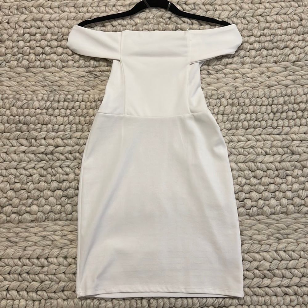 White Off The Shoulder Mini Bodycon Dress